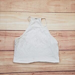 John Galt Brandy Melville Shirt Crop Top Womens One Size White Halter Neck